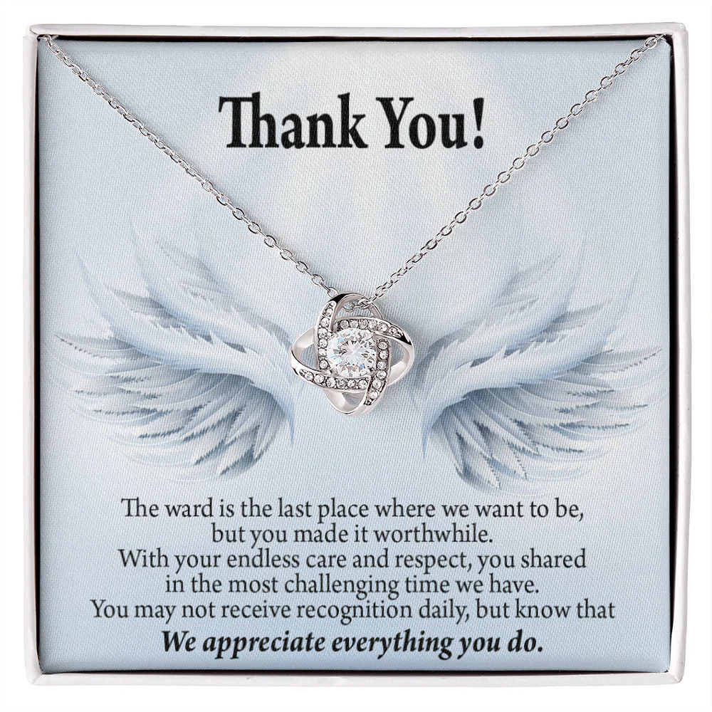 Endless Care Infinity Knot CZ Necklace Silver Tone Standard Box